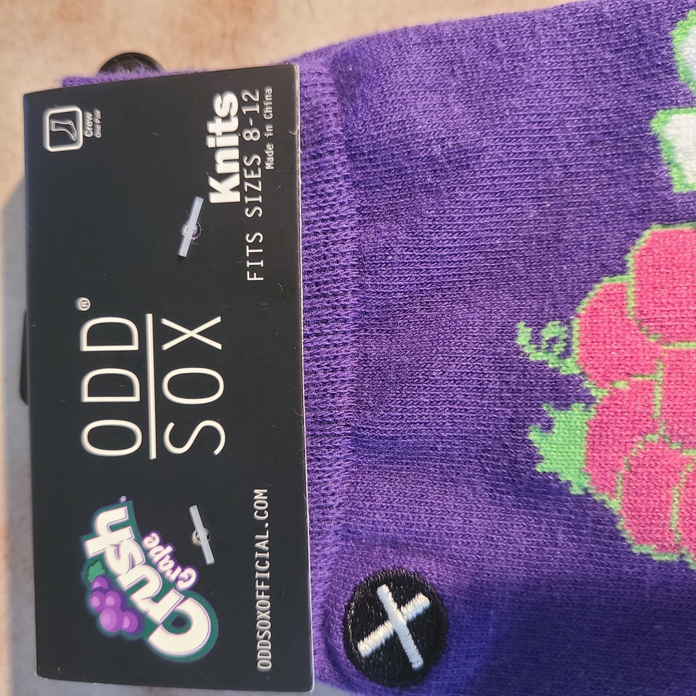 Odd Sox Grape Crush Novelty Socks, Fits Sizes 8 - 12, New